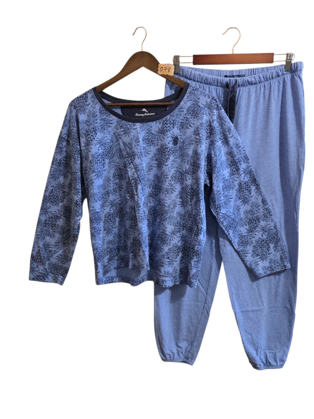 Tommy Bahama Mens Blue Pineapple-Print Pajama Set